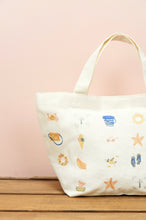 Summer by the Beach on Natural Canvas Small Handbag
