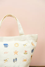Summer by the Beach on Natural Canvas Small Handbag