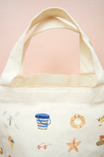 Summer by the Beach on Natural Canvas Small Handbag