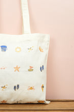 Summer by the Beach on Small Natural Canvas Tote