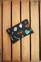 I Hear Music on Black Canvas Small Zip Up Pouch