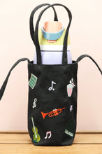 I Hear Music on Black Canvas Water Bottle Sling Bag