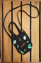 I Hear Music on Black Canvas Water Bottle Sling Bag
