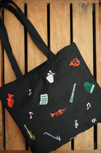 I Hear Music on Small Black Canvas Tote