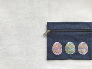 Pastel Eggs on Denim Wallet