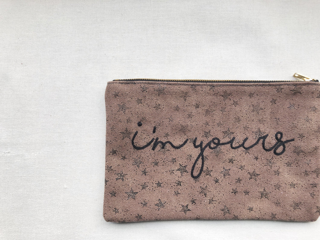 I'm Yours and That's It Forever on Stars Canvas Small Zip Up Pouch