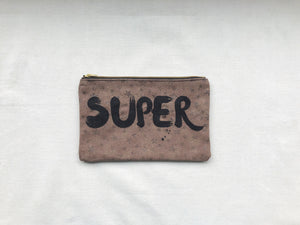 Superwoman on Stars Canvas Small Zip Up Pouch