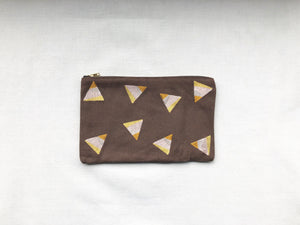 Ashley on Brown Canvas Small Zip Up Pouch
