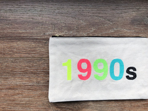 1990s on Natural Canvas Small Zip Up Pouch