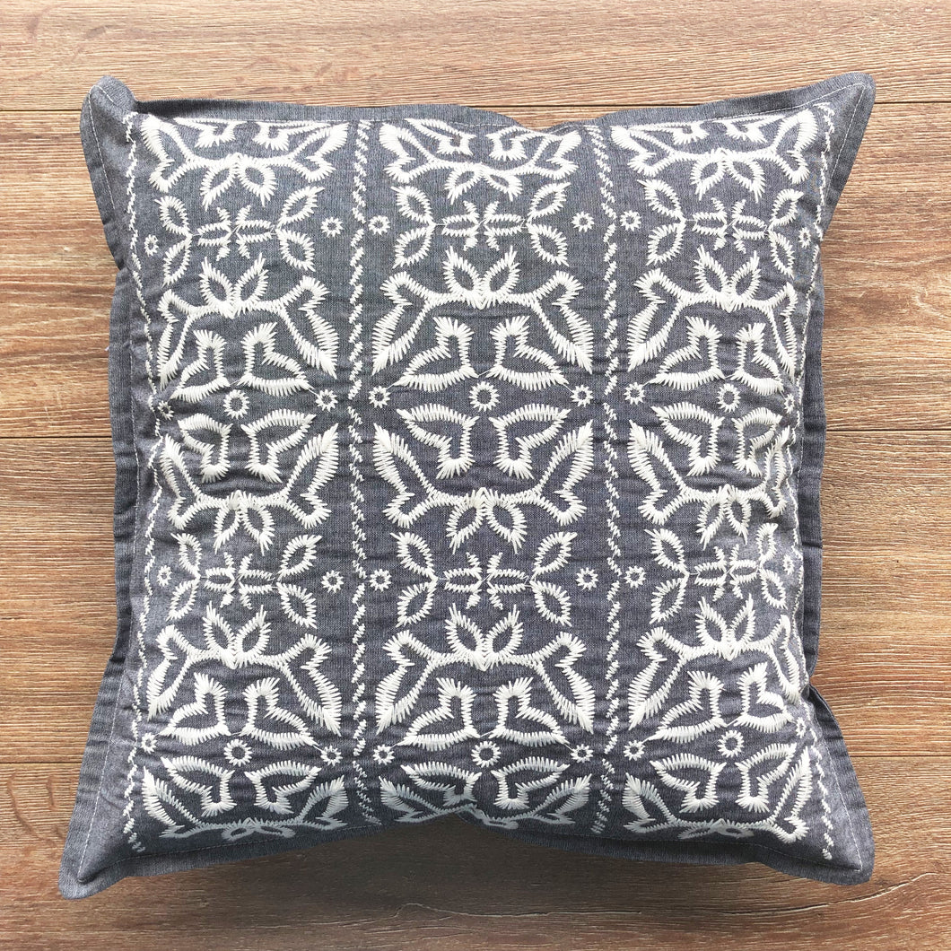Jocy on Gray Chambray Cushion Cover