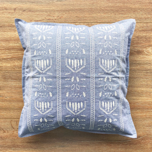 Jemima on Blue Chambray Cushion Cover