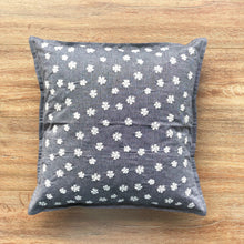 Flower Doodle on Gray Chambray Cushion Cover