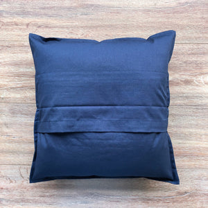 Superwoman in Metallic Silver on Navy Canvas Cushion Cover