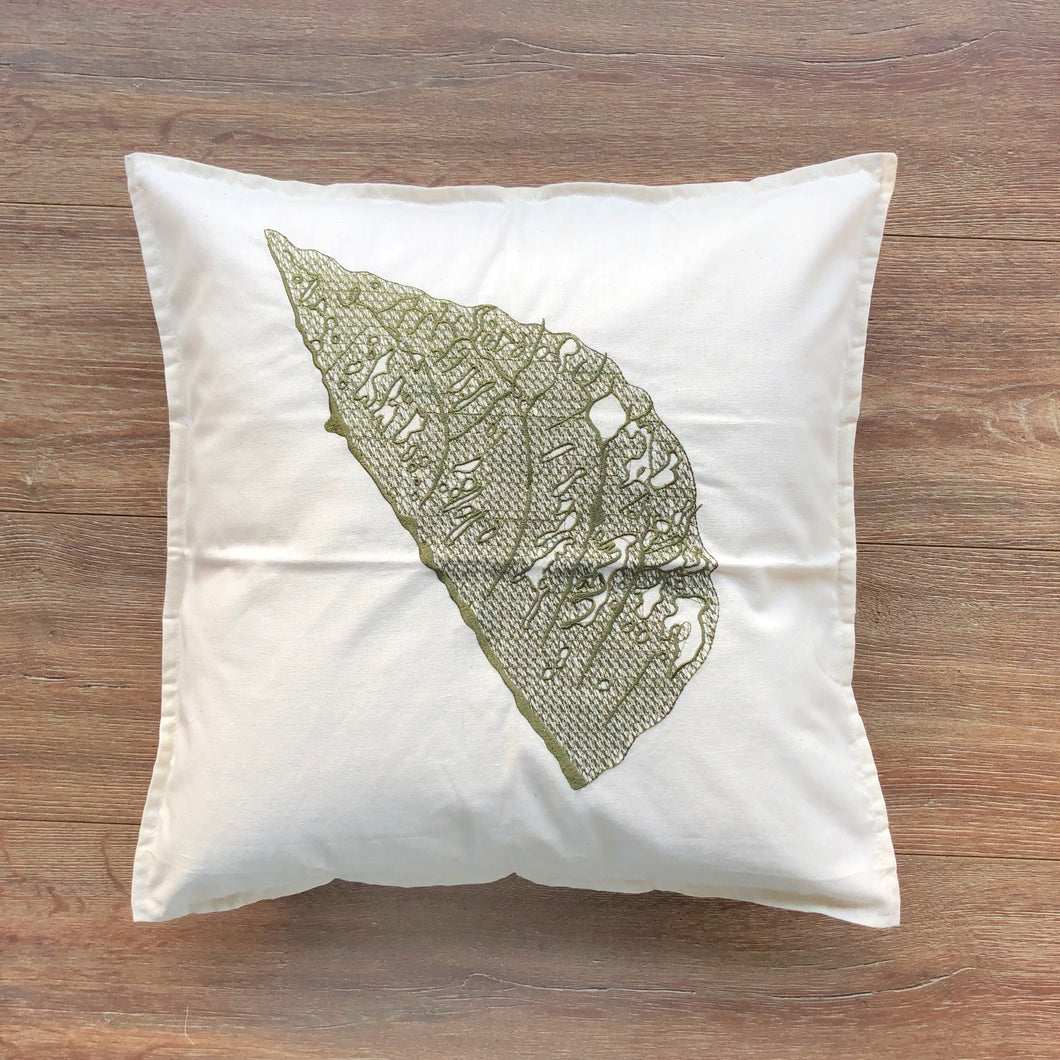 Half Leaf Right on Light Canvas Cushion Cover