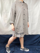 Slouchy Button Down Dress with Whimsical Back Print and Pockets