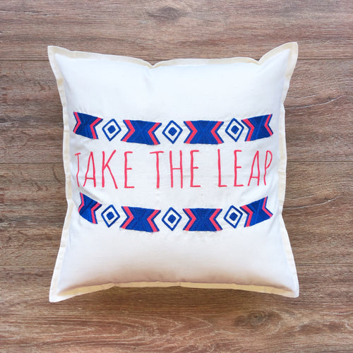 Take the Leap on Light Canvas Cushion Cover
