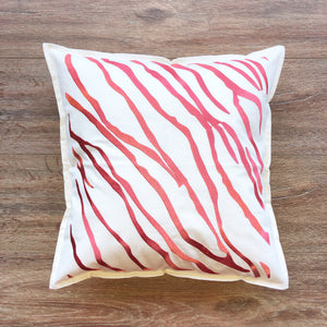 Animal Print in Coral on Light Canvas Cushion Cover