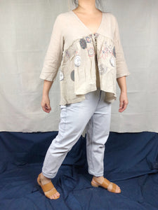 Natural Cotton Cover Up with Floral Embroidery and Applique