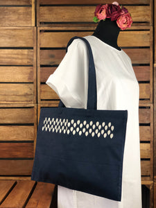 Raindrops on Navy Canvas Legal Document Tote