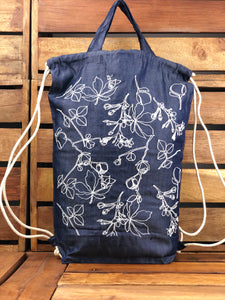 Roses on Soft Denim Backpack with Handle