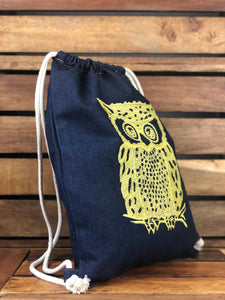 Owl on Dark Denim Backpack (other colors available)