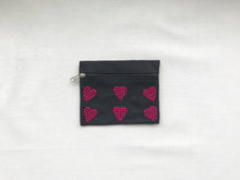 Dotted Hearts on Black Canvas Wallet