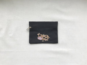 Cow on Black Canvas Wallet