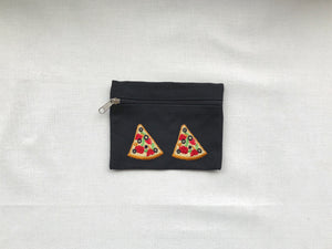 Pizza on Black Canvas Wallet
