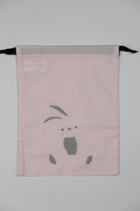 Hey Bunny in Gray on Pink Cotton Medium Drawstring Pouch