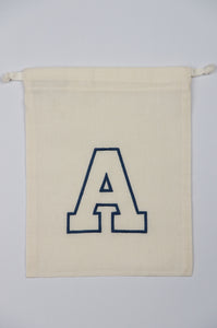 Letter A on Light Canvas Medium Drawstring Pouch