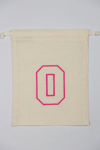 Letter O on Light Canvas Medium Drawstring Pouch