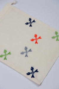 Fishbones on Light Canvas Medium Drawstring Pouch
