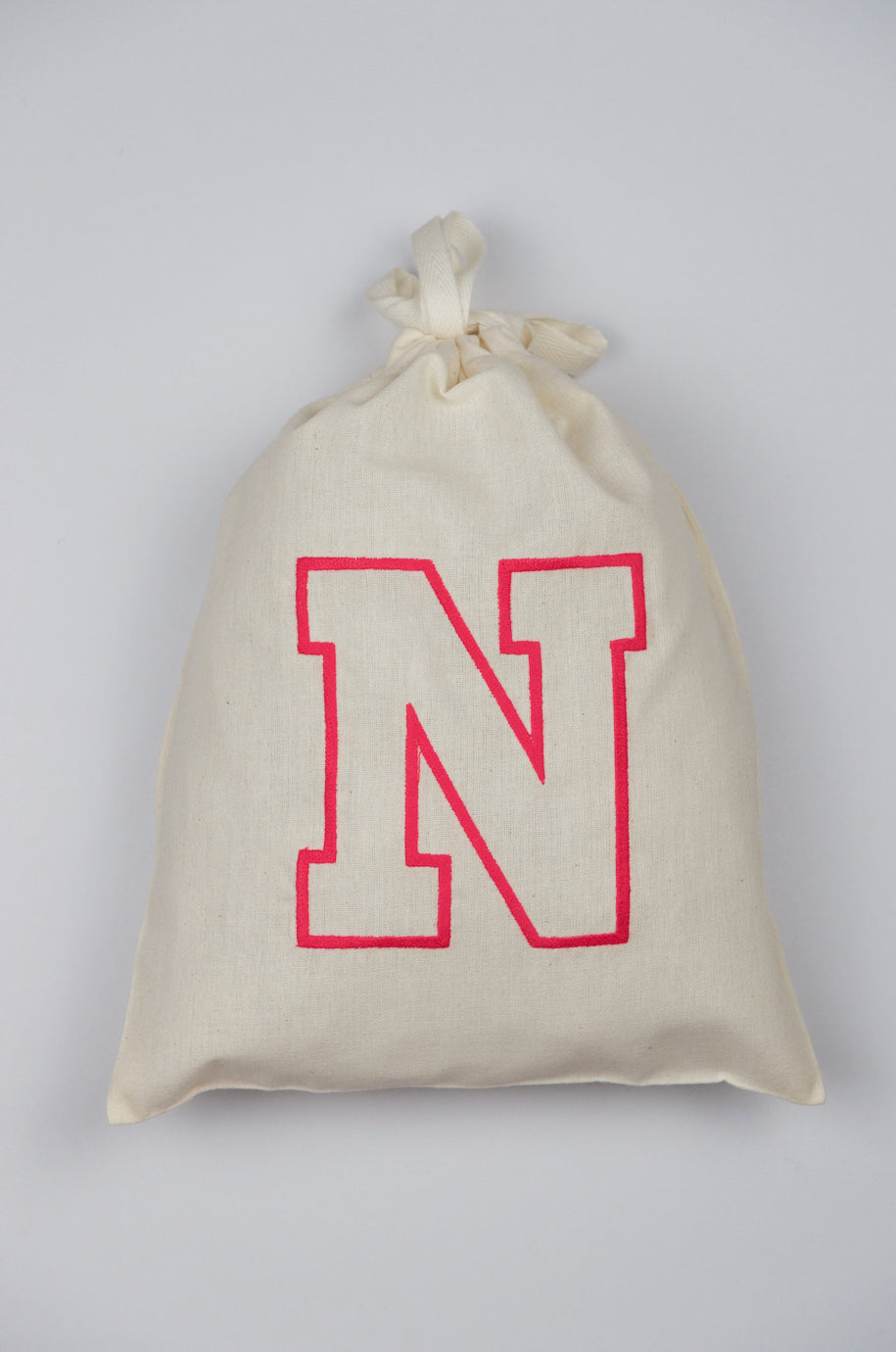 Letter N on Light Canvas Medium Drawstring Pouch