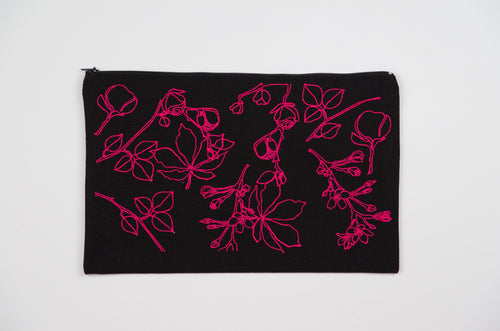 Roses on Black Canvas Clutch