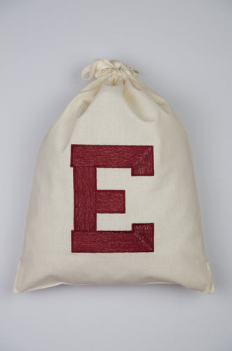 Letter E on Light Canvas Shoebag