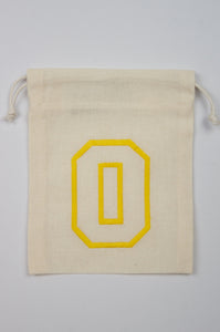 Letter O on Light Canvas Mini Drawstring Pouch