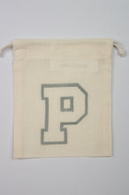 Letter P on Light Canvas Mini Drawstring Pouch