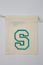 Letter S on Light Canvas Mini Drawstring Pouch