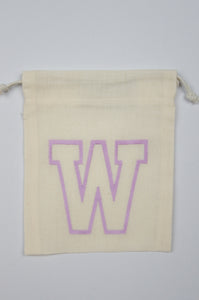 Letter W on Light Canvas Mini Drawstring Pouch