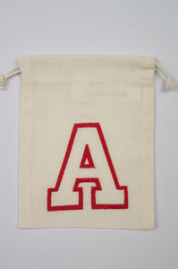 Letter A on Light Canvas Mini Drawstring Pouch