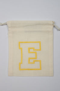 Letter E on Light Canvas Mini Drawstring Pouch