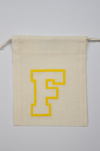 Letter F on Light Canvas Mini Drawstring Pouch
