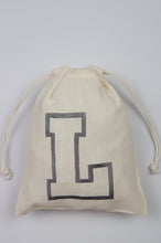 Letter L on Light Canvas Mini Drawstring Pouch