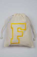 Letter F on Light Canvas Mini Drawstring Pouch