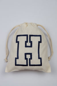 Letter H on Light Canvas Mini Drawstring Pouch