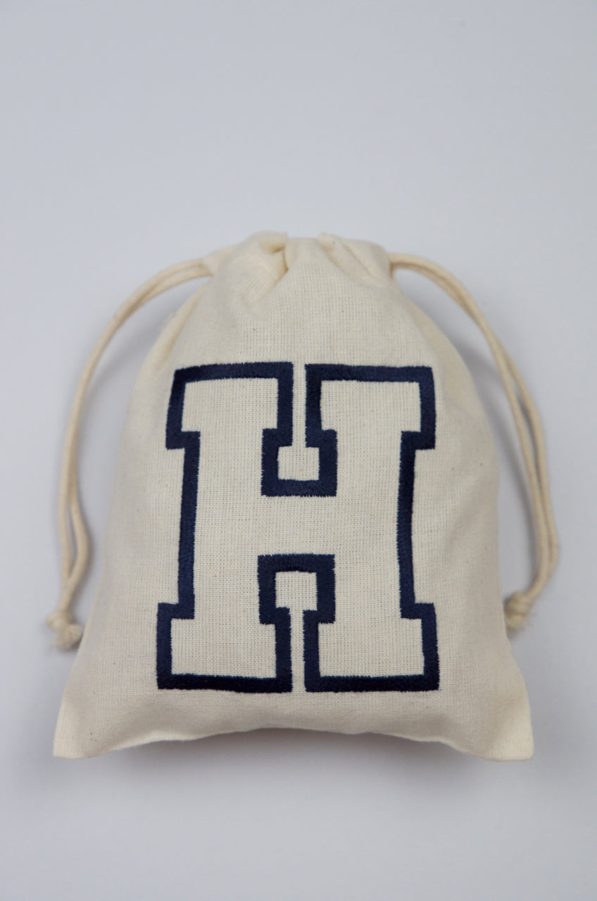 Letter H on Light Canvas Mini Drawstring Pouch