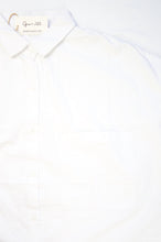 Slouchy White Cotton Button Down Top with Oversized Pocket