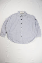 Slouchy Pinstriped Button Down Top with Two Way Sleeves