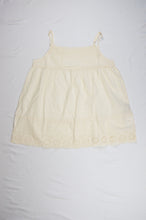 Embroidered Babydoll Top with Scalloped Hem in Latte