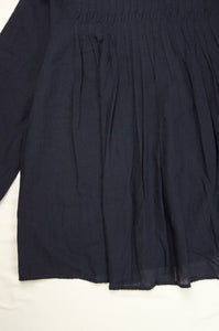 Linen Long Sleeved Babydoll Blouse in Midnight